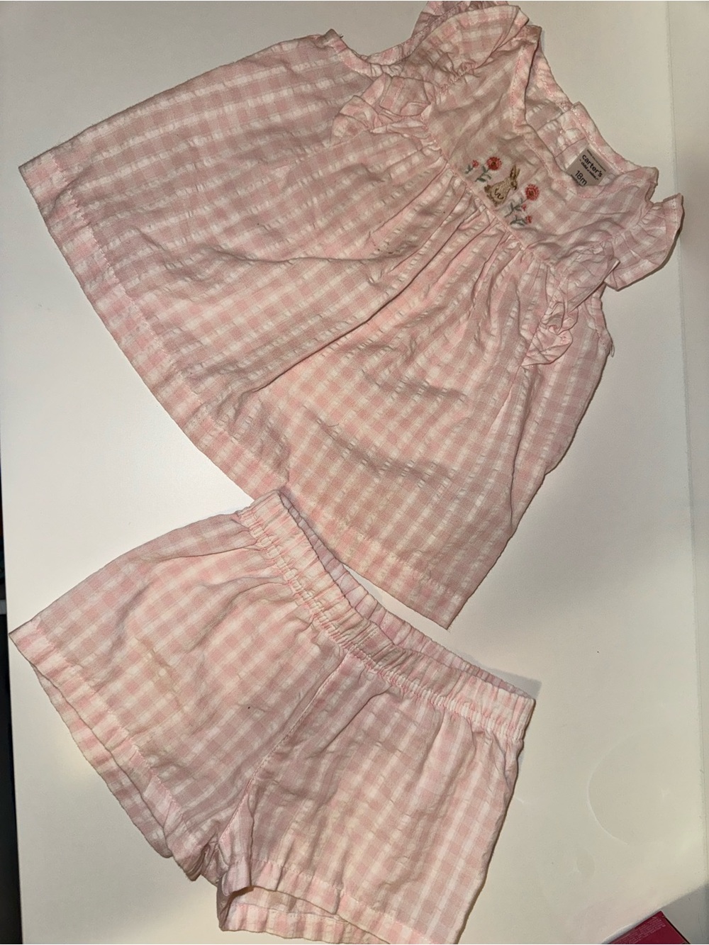 Pink Gingham Ruffle Baby Two-Piece Set